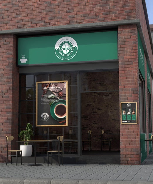 Free Corner Business Mock-Up For Coffee Shops Psd
