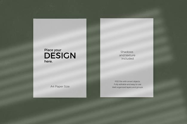 Free Corporate Sheets Mockup With Window Shadow Effect On Green Wall Psd