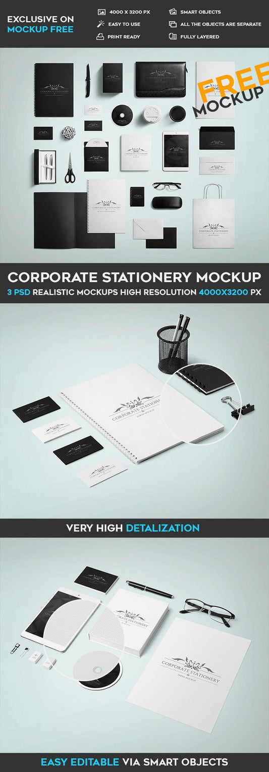 Free Corporate Stationary – Psd Mockup