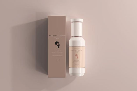 Free Cosmetic Bottle And Box Mockup Psd