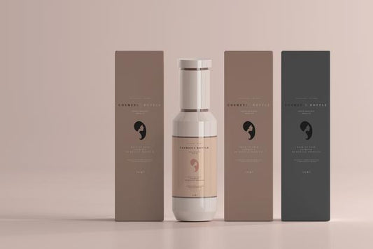 Free Cosmetic Bottle And Boxes Mockup Psd