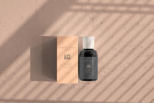 Free Cosmetic Bottle With Box Mockup Psd