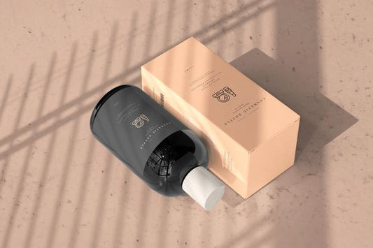 Free Cosmetic Bottle With Box Mockup Psd