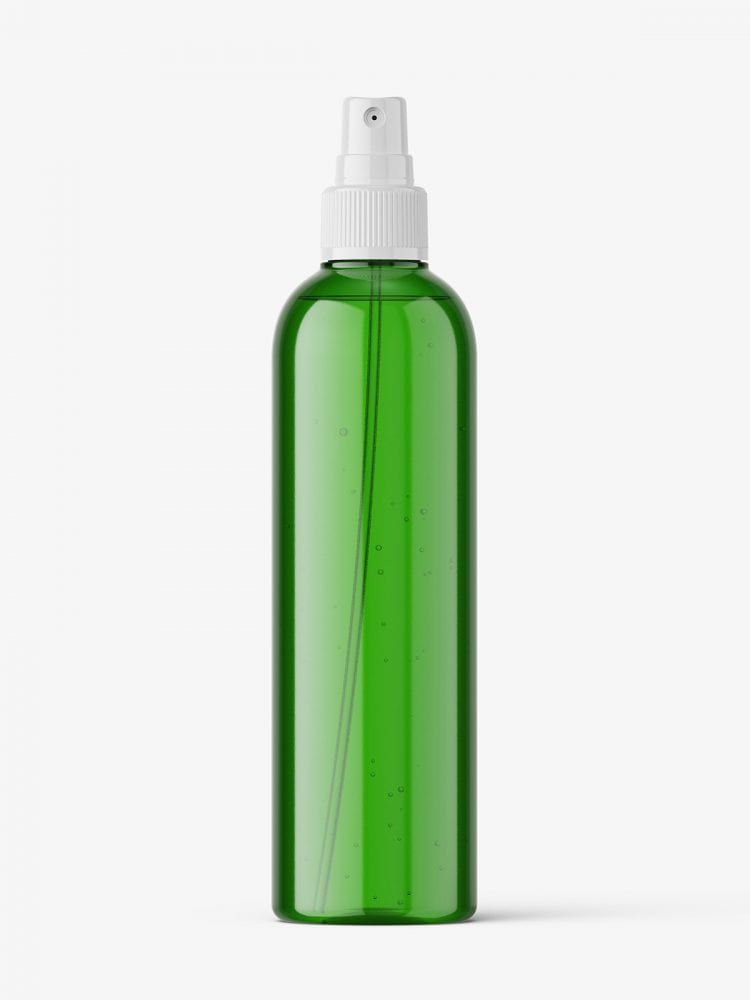 Free Cosmetic Bottle With Mist Spray Mockup / Green