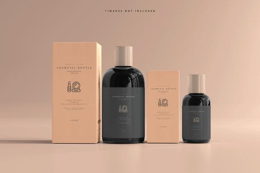 Free Cosmetic Bottles With Boxes Mockup Psd
