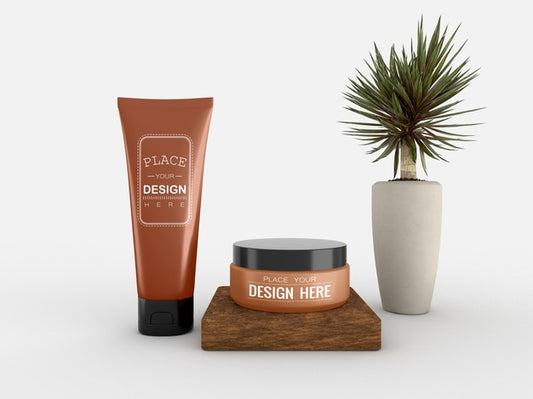 Free Cosmetic Cream Container And Tube Mockup For Cream Psd