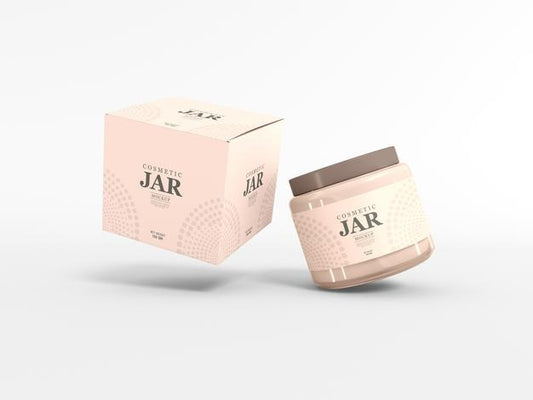 Free Cosmetic Cream Jar With Box Mockup Psd