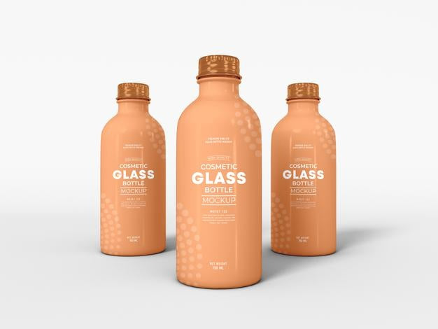 Free Cosmetic Glass Bottle Packaging Mockup Psd
