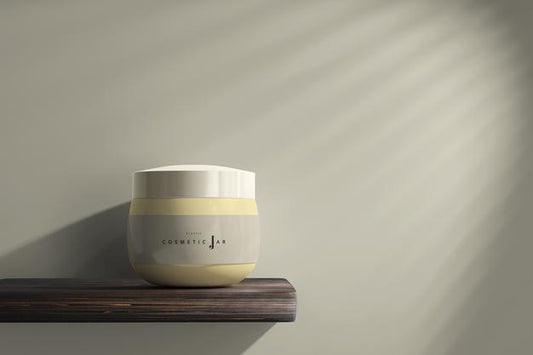 Free Cosmetic Jar Mockup With Shelf Psd