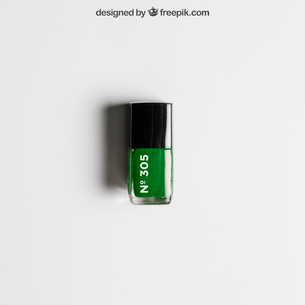 Free Cosmetic Mockup With Green Nail Polish Psd
