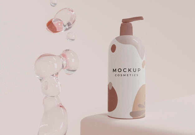 Free Cosmetic Product Bottle And Bubbles Psd