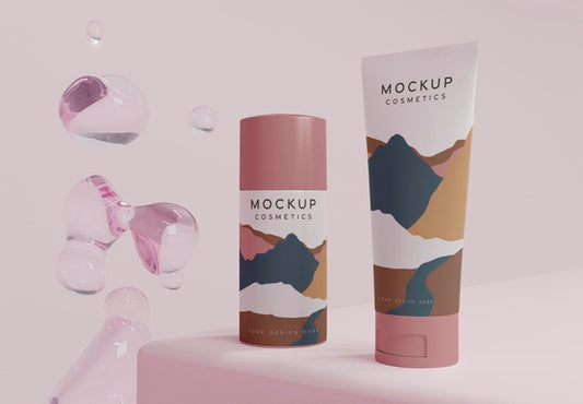 Free Cosmetic Products And Bubbles Psd