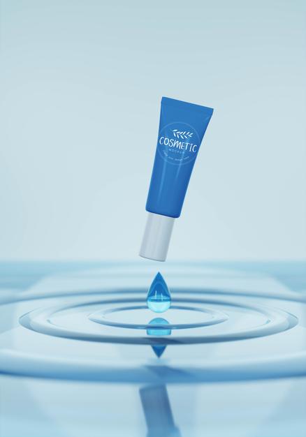 Free Cosmetic Products Assortment Mockup On Water Psd