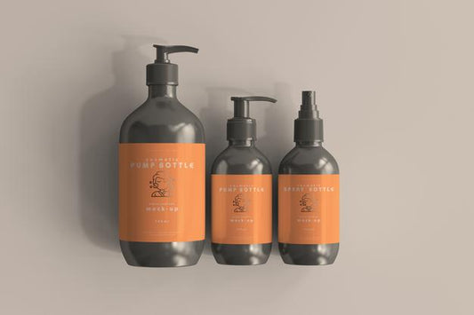 Free Cosmetic Pump Bottle And Spray Bottle Mockups Psd