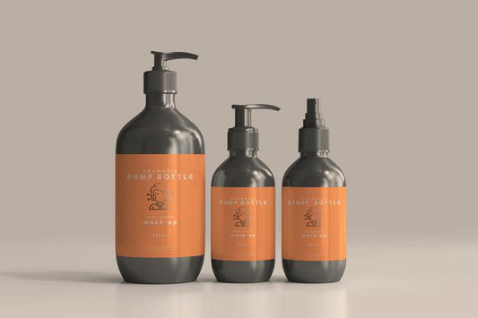 Free Cosmetic Pump Bottle And Spray Bottle Mockups Psd