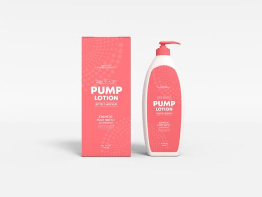 Free Cosmetic Pump Lotion Bottle With Box Mockup Psd