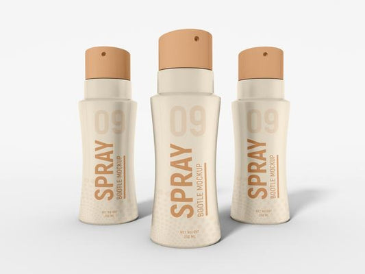 Free Cosmetic Spray Bottle With Box Mockup Psd