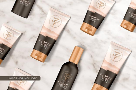 Free Cosmetic Tube And Bottle Packaging Mockup Psd