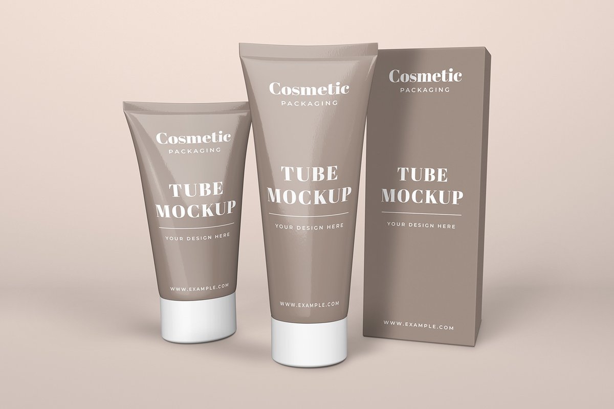 Free Cosmetic Tube & Box Mockup