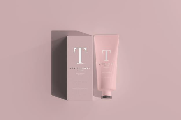 Free Cosmetic Tube With Box Mockup Psd