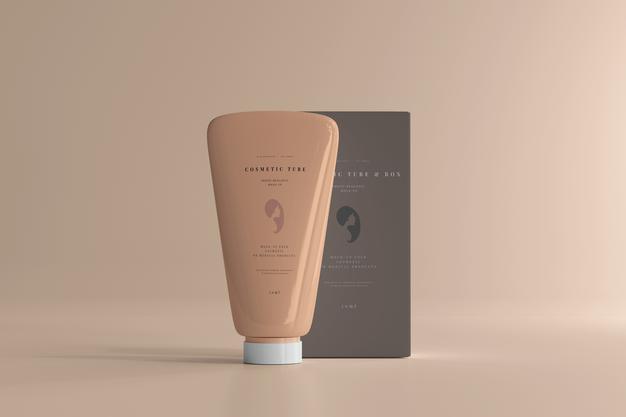 Free Cosmetic Tube With Box Mockup Psd