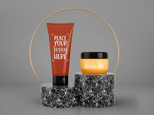 Free Cosmetics Branding Mockup. Package For Branding And Identity. Ready For Your Design Psd
