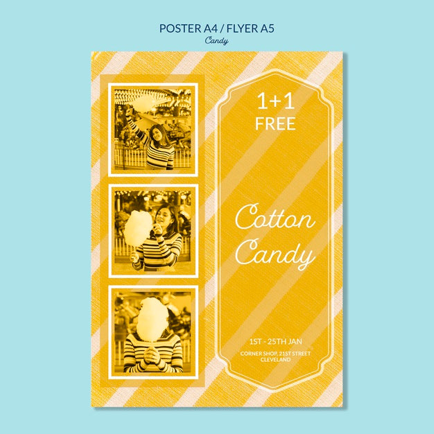 Free Cotton Candy Flavours Poster Template Psd