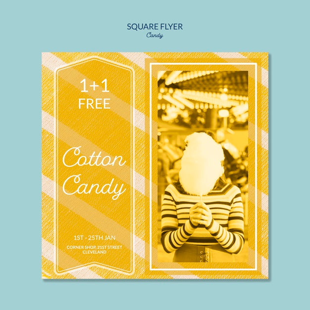 Free Cotton Candy Limited Offer Square Flyer Psd