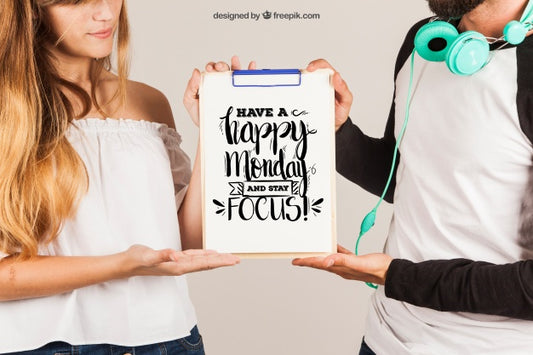 Free Couple Showing Clipboard Psd