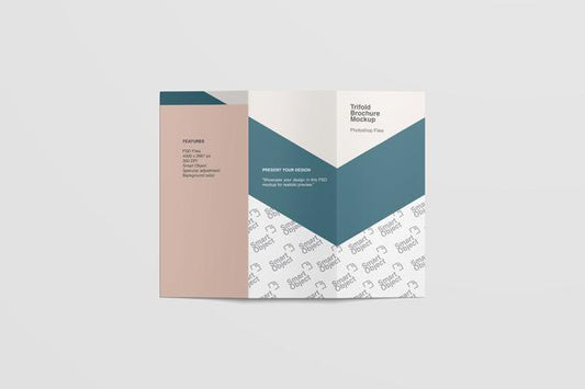 Free Cover Of Trifold Brochure Mockup Top View Psd