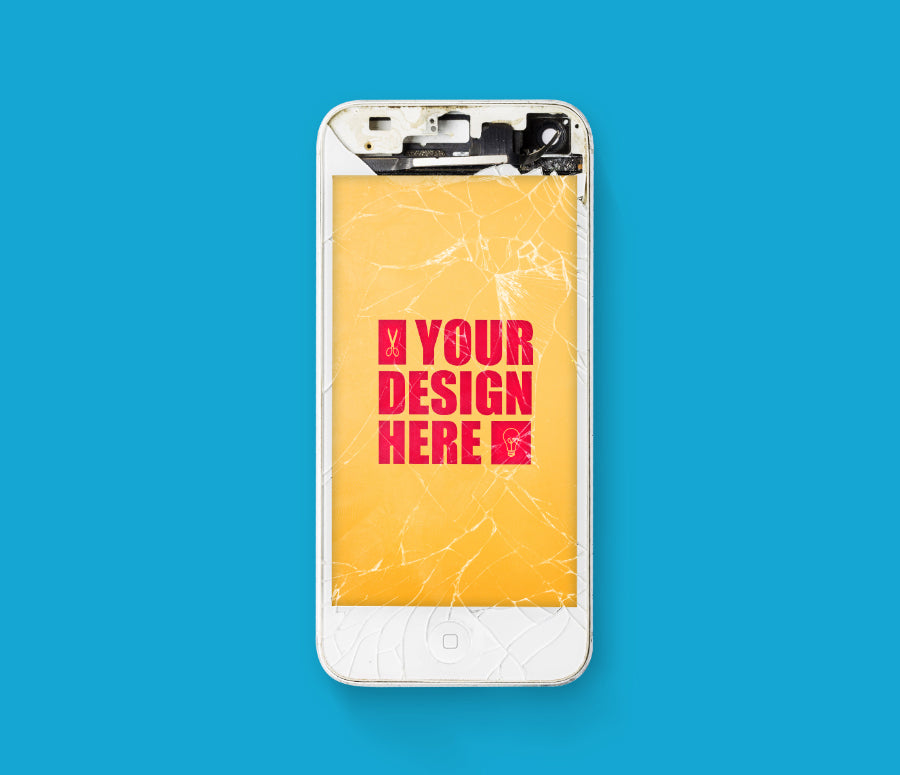 Free Funny Cracked iPhone Mockup PSD