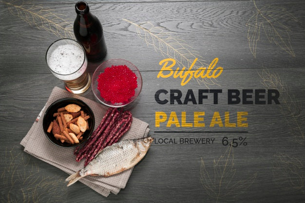 Free Craft Beer Ans Snacks To Eat Mock-Up Psd