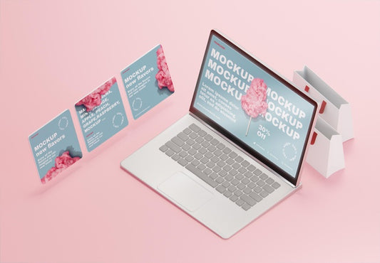 Free Creative Business Assortment With Laptop Mock-Up Psd