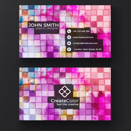 Free Creative Business Card On Pixel Background Psd