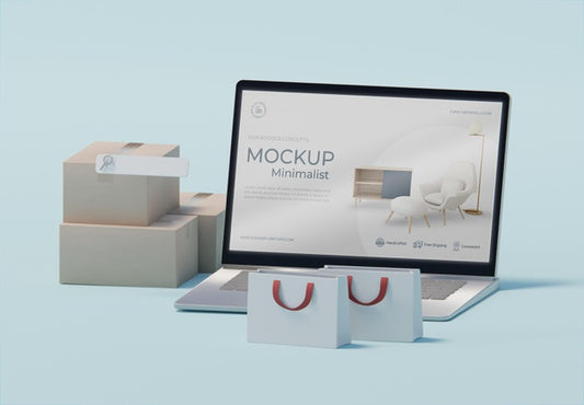 Free Creative Business Composition With Laptop Mock-Up Psd
