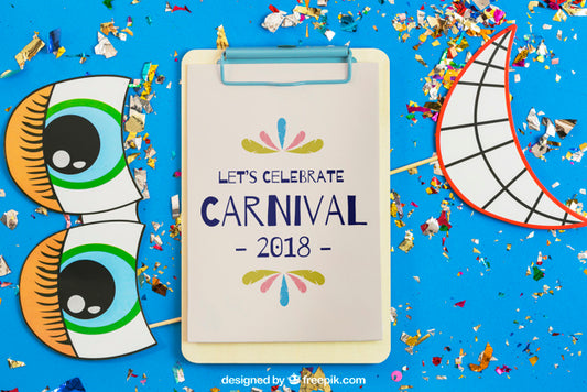 Free Creative Carnival Mockup With Clipboard Psd