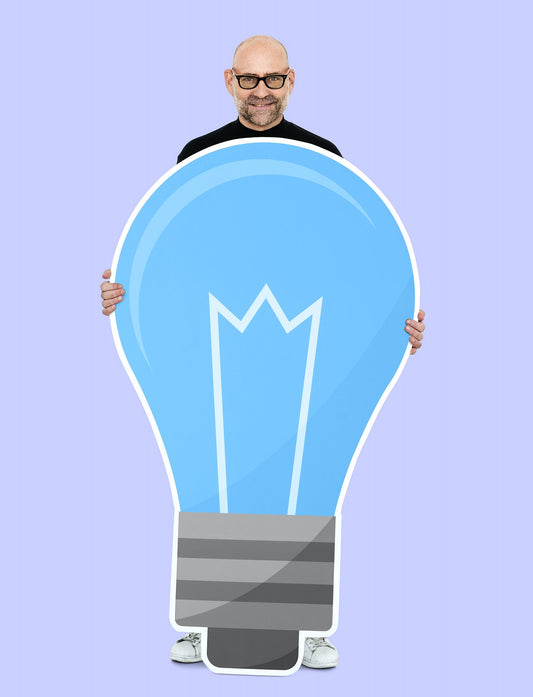 Free Creative Man With A Blue Light Bulb Symbol