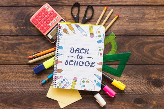 Free Creative Notebook Mockup With Back To School Concept Psd