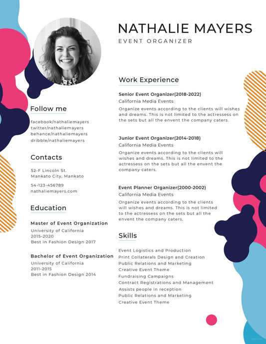 Free Creative Resume CV Template in Photoshop (PSD), Illustrator (AI), Microsoft Word and Indesign Formats