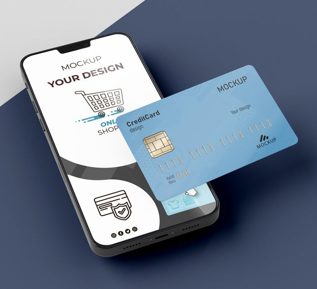 Free Credit Card Mock Up With Mobile Psd