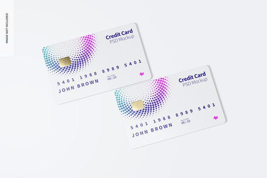 Free Credit Cards Mockup, Top View Psd