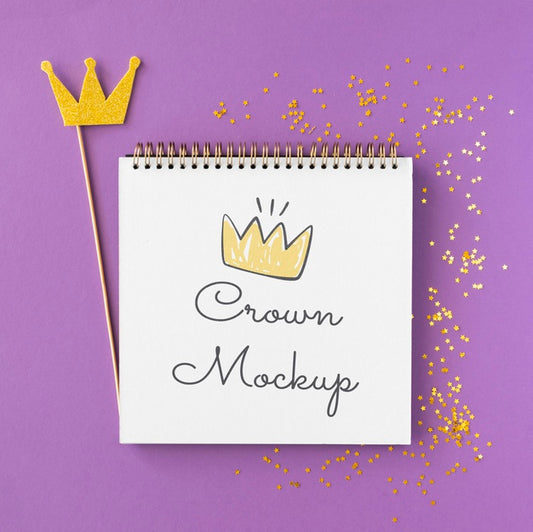 Free Crown Mock-Up On Violet Background With Sparkles Psd