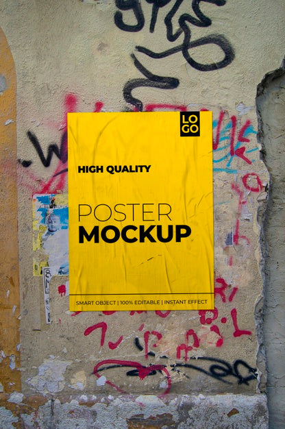 Free Crumbled Poster Mockup Psd