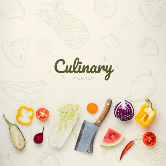 Free Culinary Lettering With Doodles And Veggies Psd