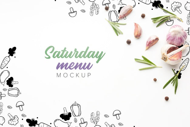 Free Culinary Saturday Menu With Garlic Mock-Up Psd