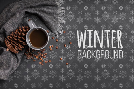 Free Cup Of Coffee On Winter Background Psd