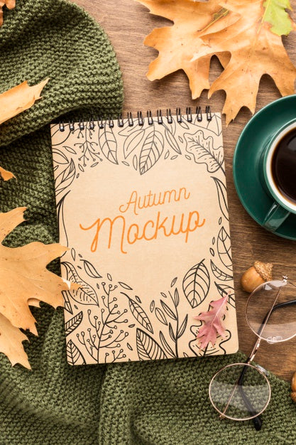 Free Cup Of Coffee With Notebook Psd