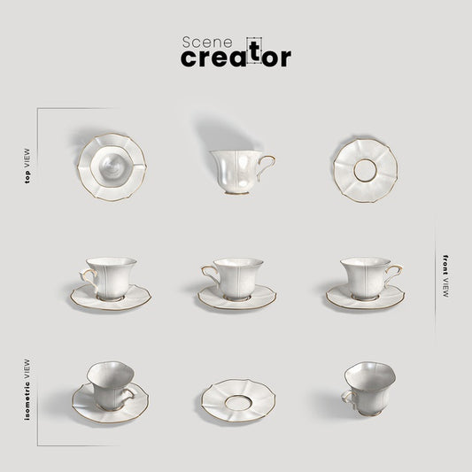 Free Cup With Plate View Of Spring Scene Creator Psd