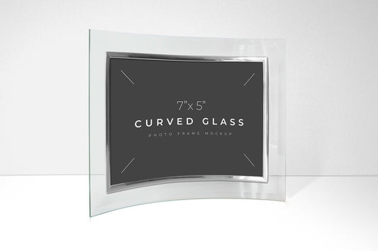 Free Curved Glass Photo Frame Mockup