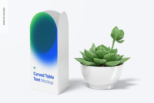 Free Curved Top Table Tent Mockup Psd